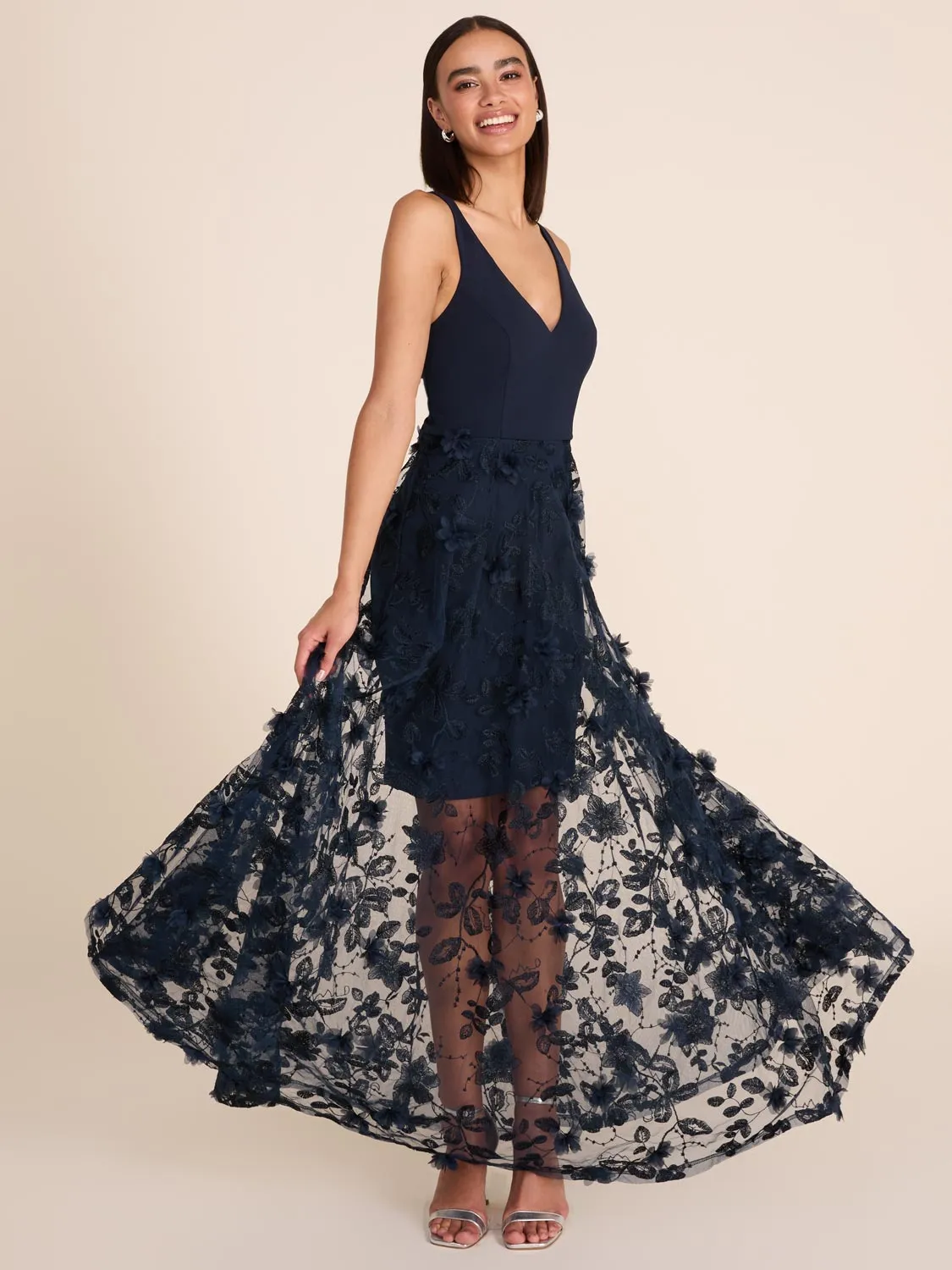 V-Neck Gown With Floral Appliqués sold by Suzy Shier product image thumbnail 2