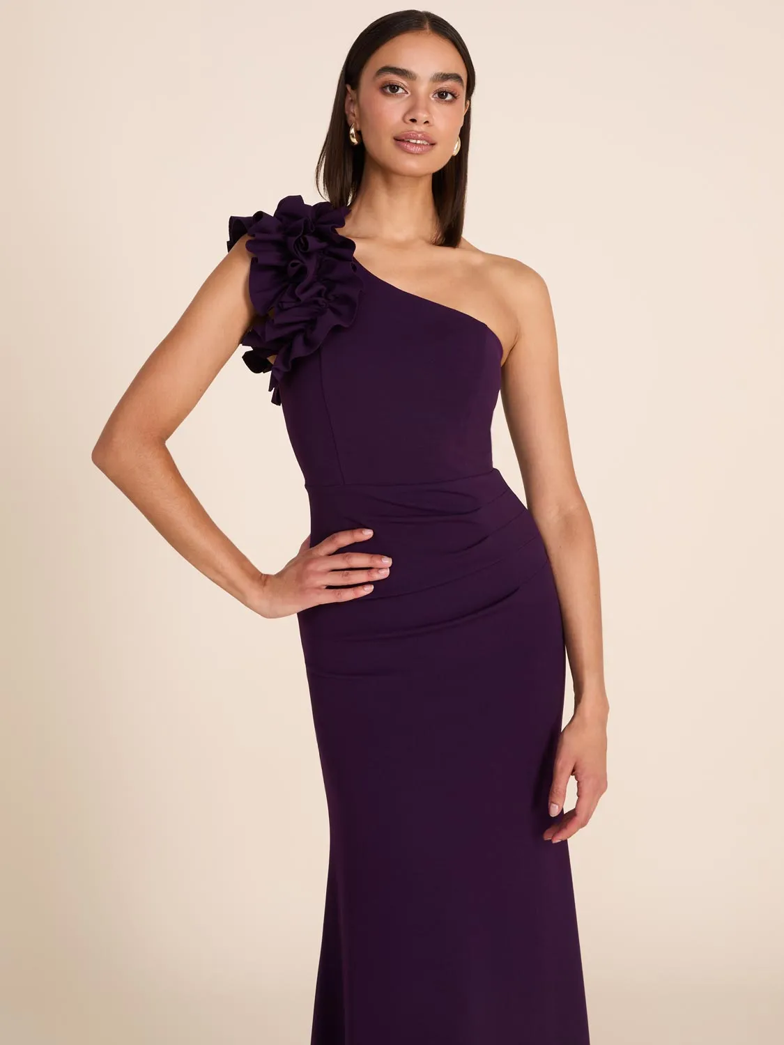 One-Shoulder Gown With Rosette Detail sold by Suzy Shier product image thumbnail 3