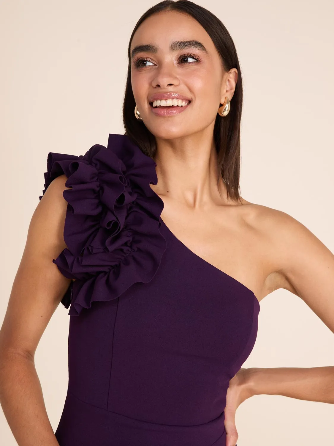 One-Shoulder Gown With Rosette Detail sold by Suzy Shier product image thumbnail 4