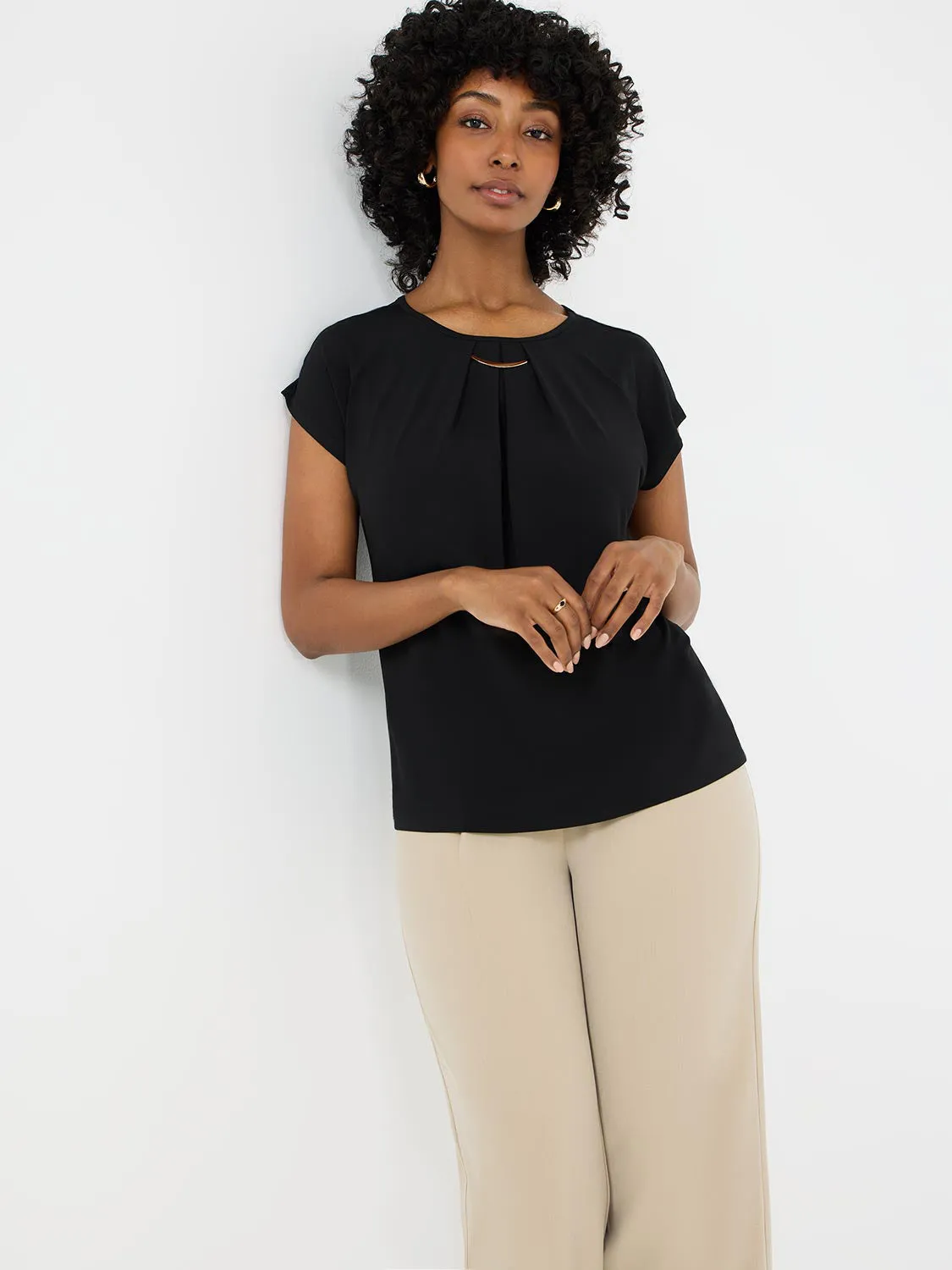 Pleated Top With Bar Detail sold by Suzy Shier product image thumbnail 3