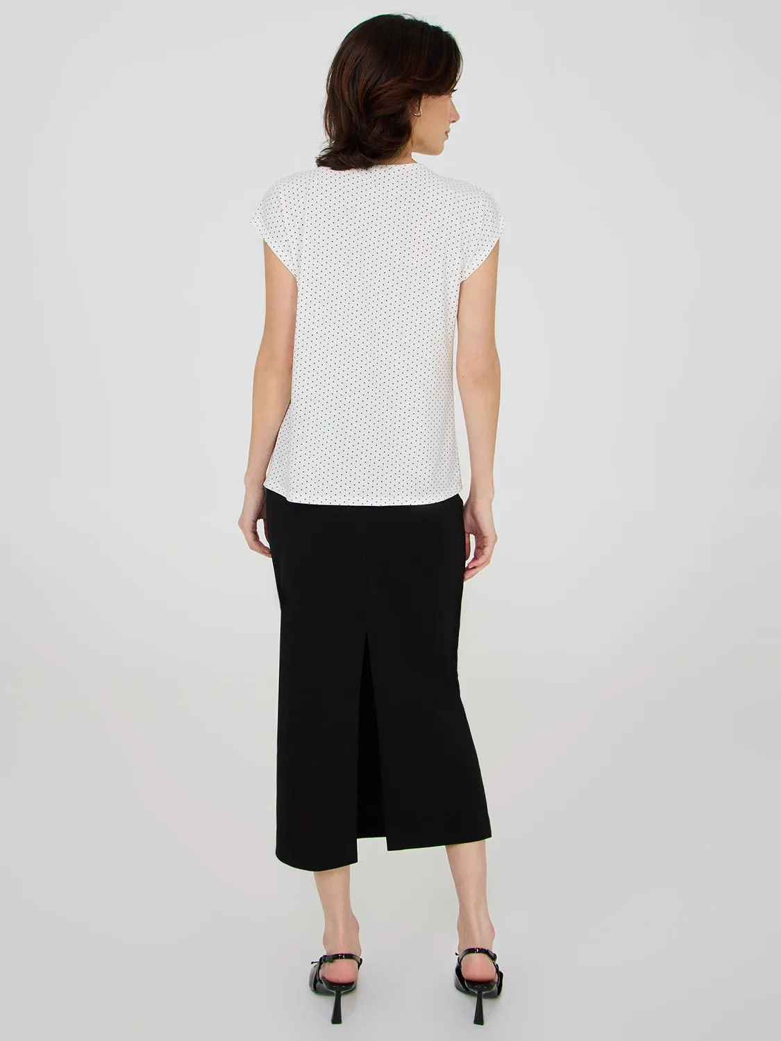 Dot Print Pleated Top With Bar Detail sold by Suzy Shier product image thumbnail 4