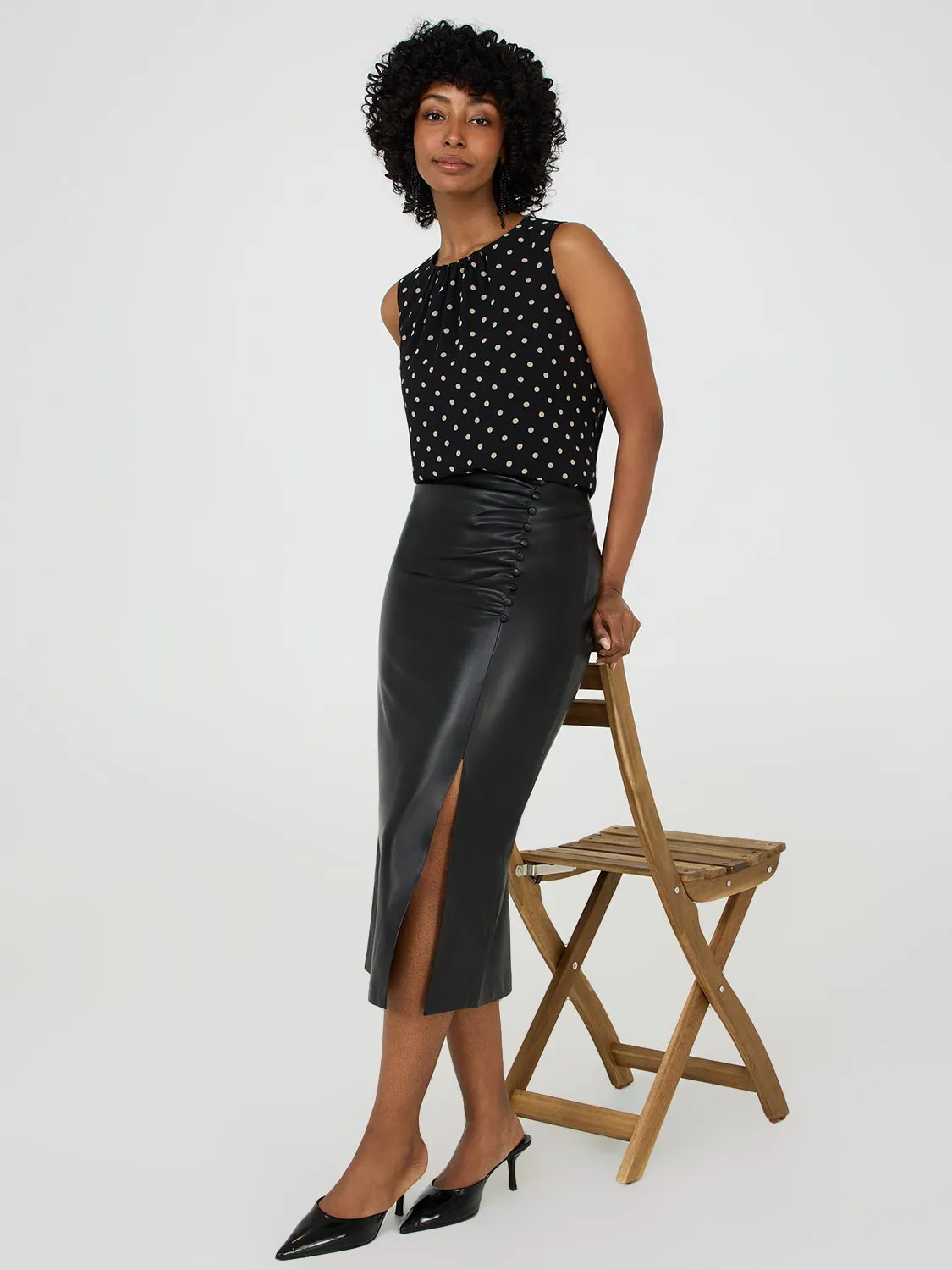 Dot Print Sleeveless Chiffon Top sold by Suzy Shier product image thumbnail 3