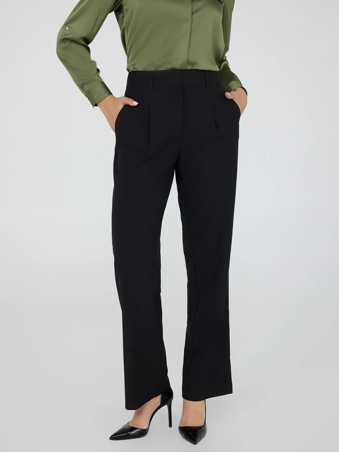 High-Rise Wide-Leg Pleated Pants sold by Suzy Shier product image thumbnail 3