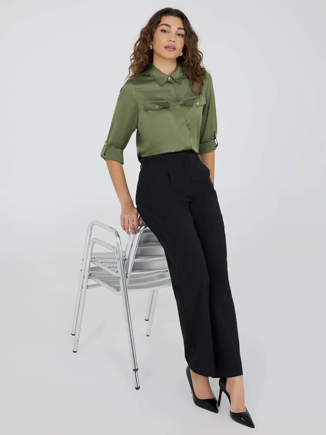 High-Rise Wide-Leg Pleated Pants sold by Suzy Shier product image thumbnail 4