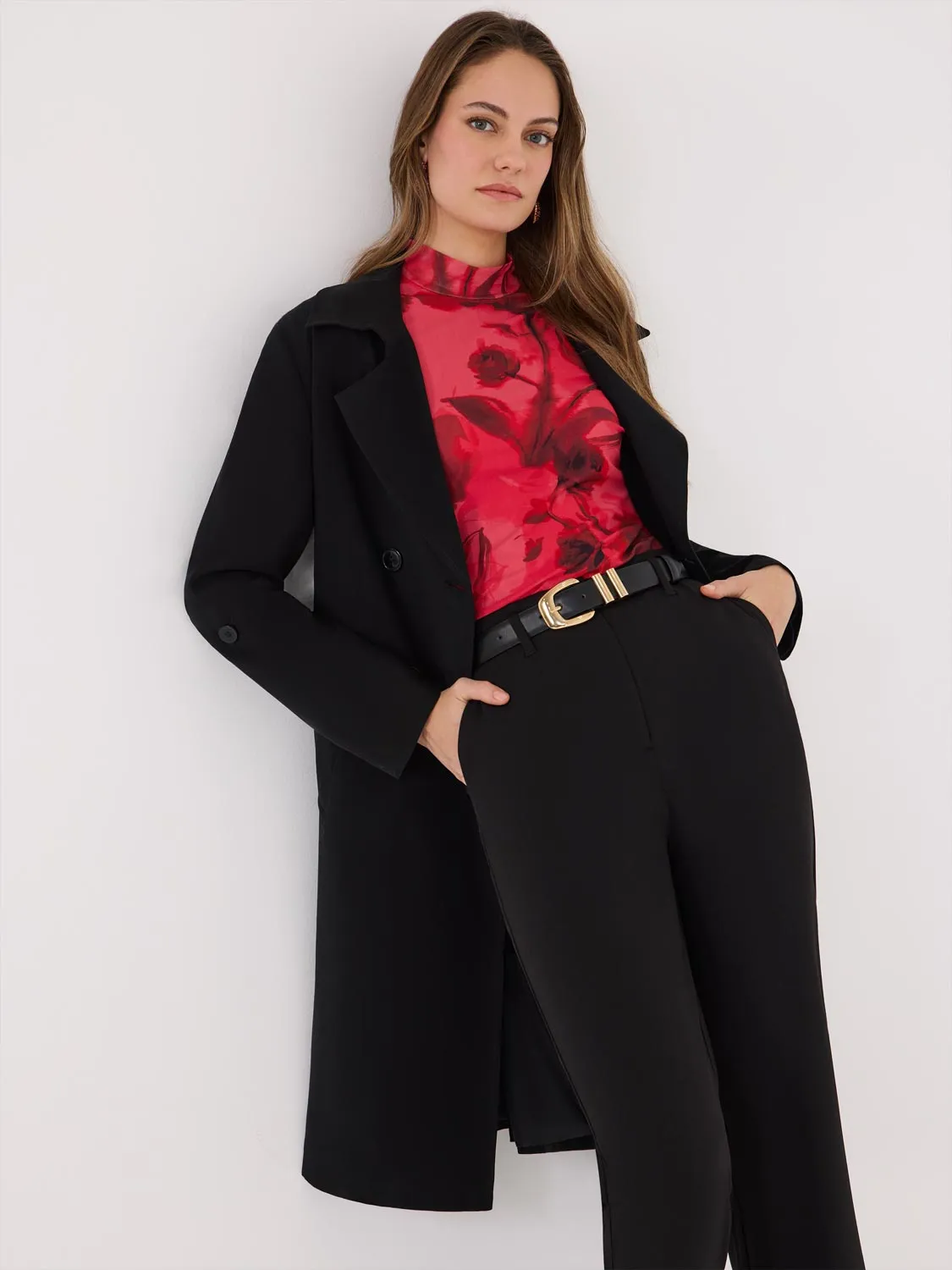 Floral Print Mock Neck Mesh Top sold by Suzy Shier product image thumbnail 3