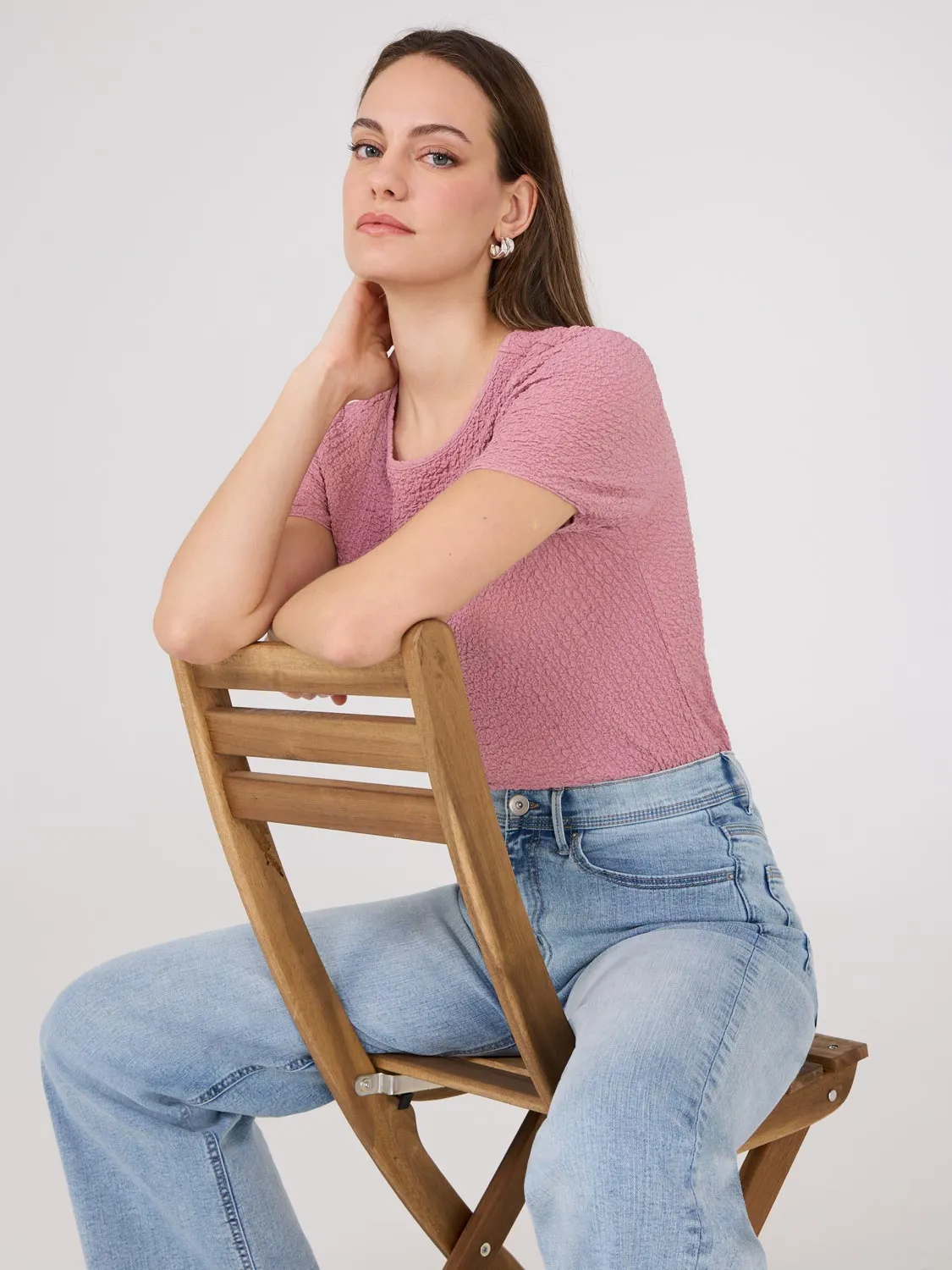 Textured Crew Neck T-Shirt sold by Suzy Shier product image thumbnail 3