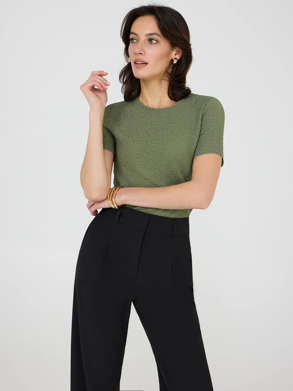 Textured Crew Neck T-Shirt sold by Suzy Shier product image thumbnail 4