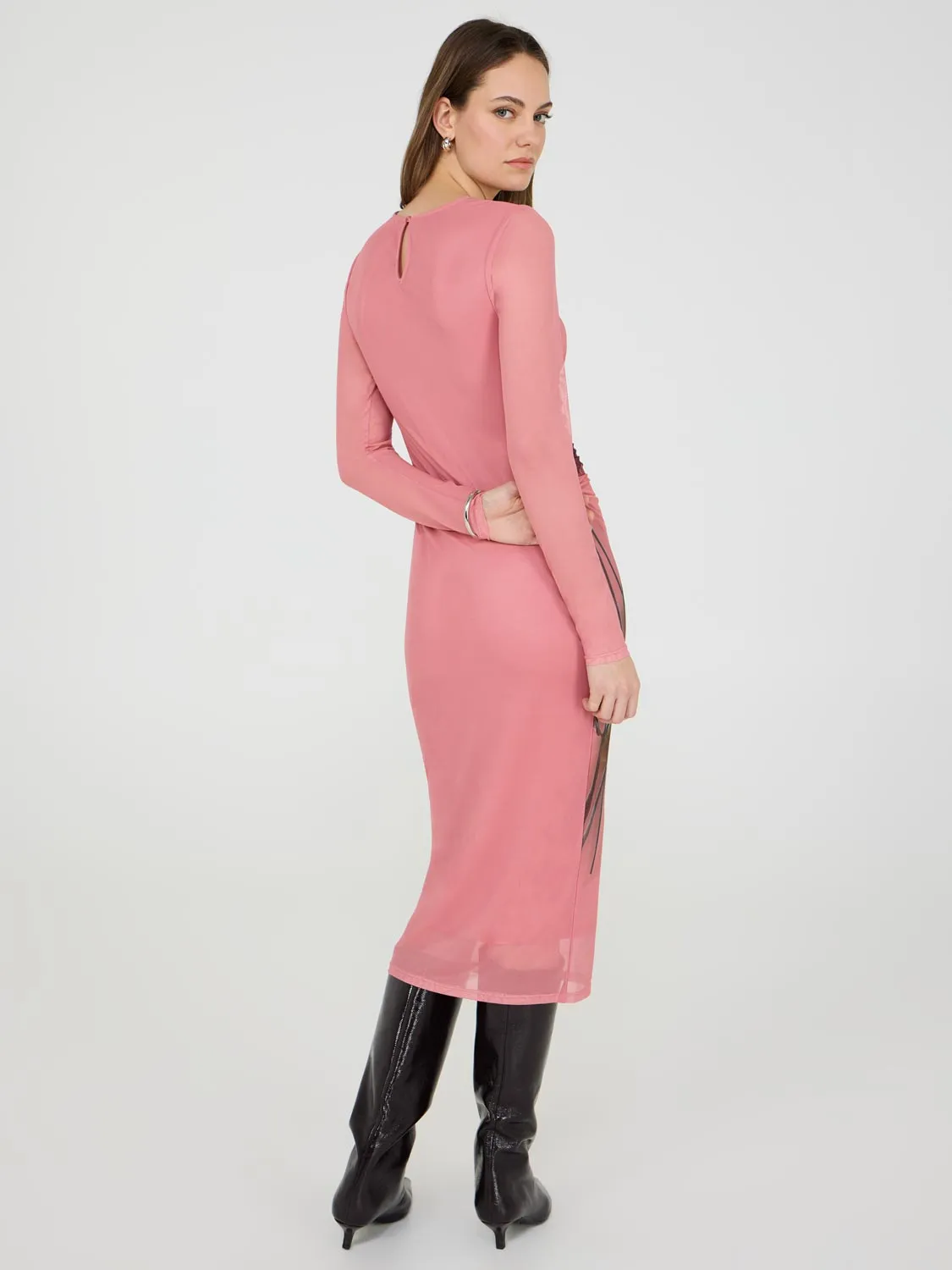 Floral Placement Mesh Midi Column Dress sold by Suzy Shier product image thumbnail 4