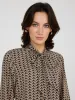 Geo Print Chiffon Tie Neck Blouse sold by Suzy Shier
