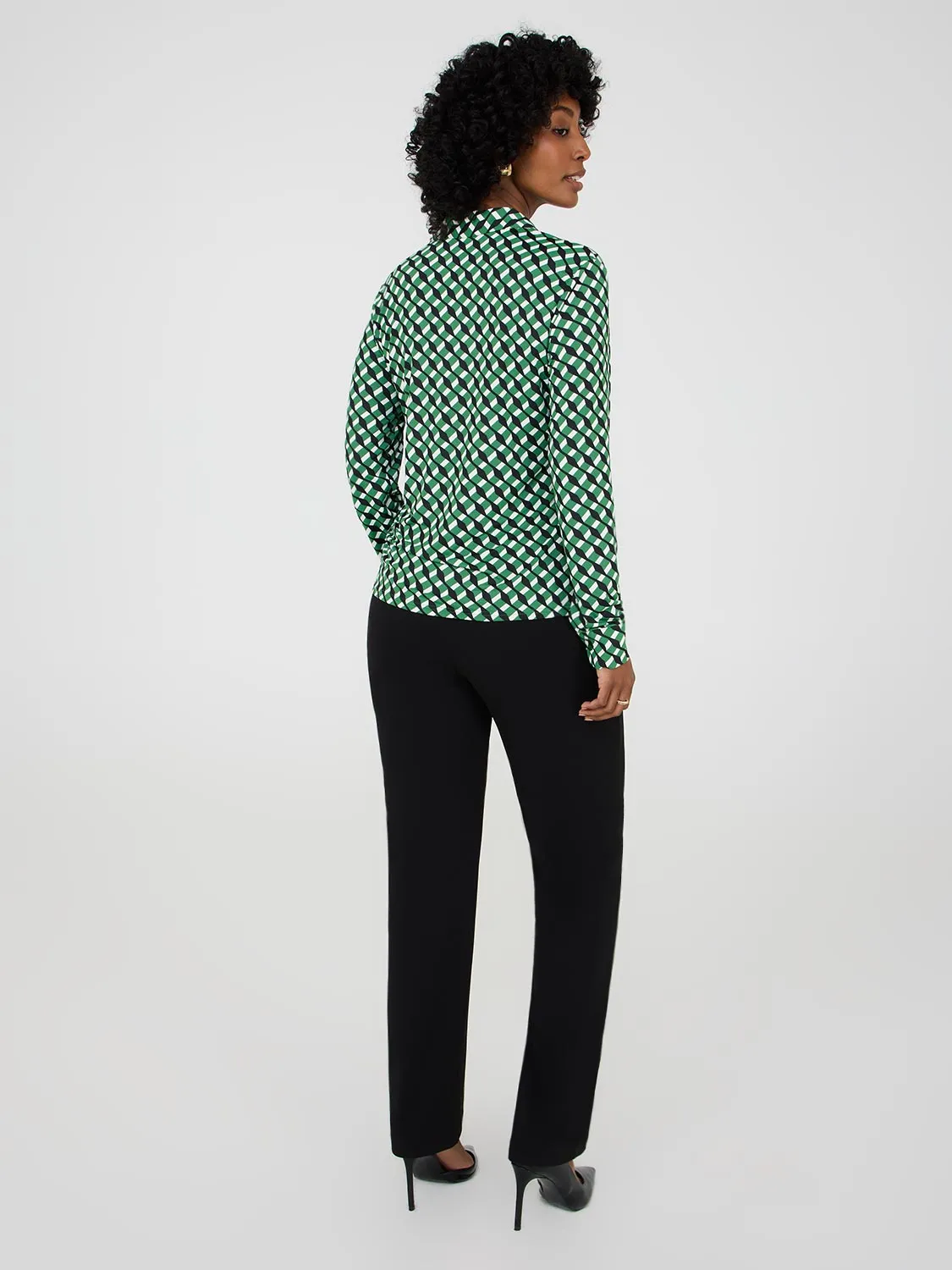 Geo Print Button-Front Classic Blouse sold by Suzy Shier product image thumbnail 4