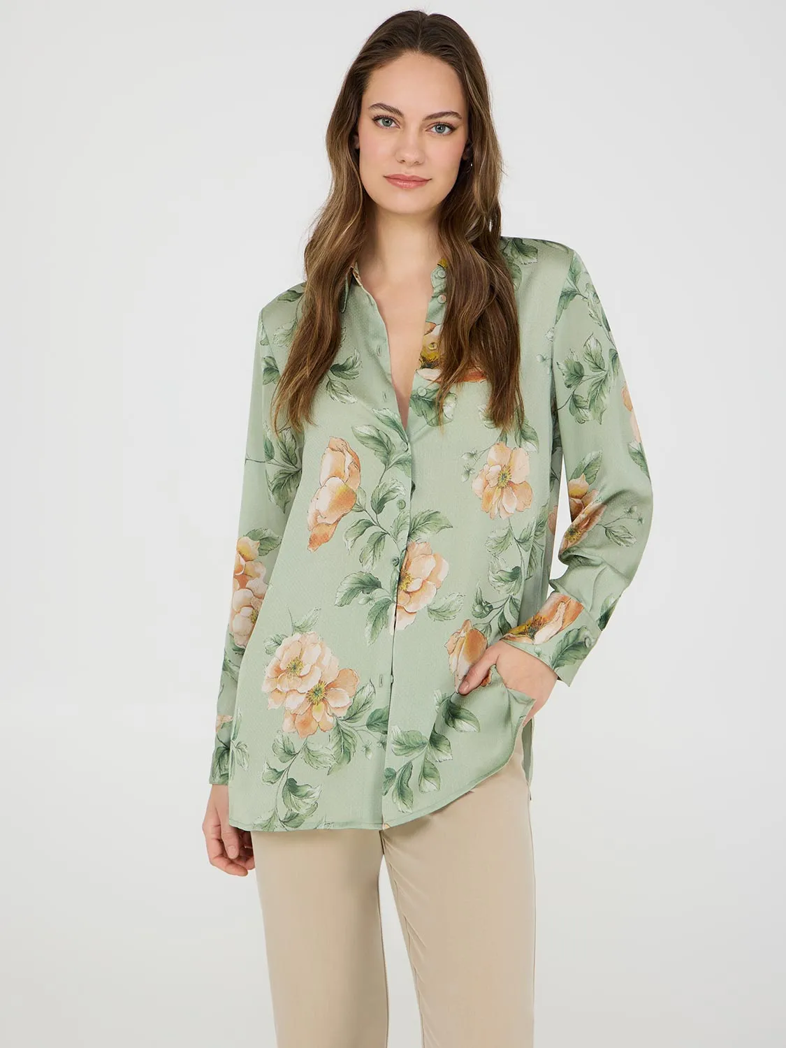 Textured Floral Tunic Blouse sold by Suzy Shier