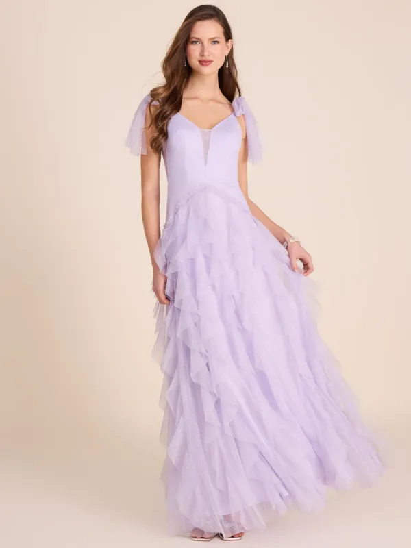 Mesh Ball Gown With Corkscrew Skirt sold by Suzy Shier