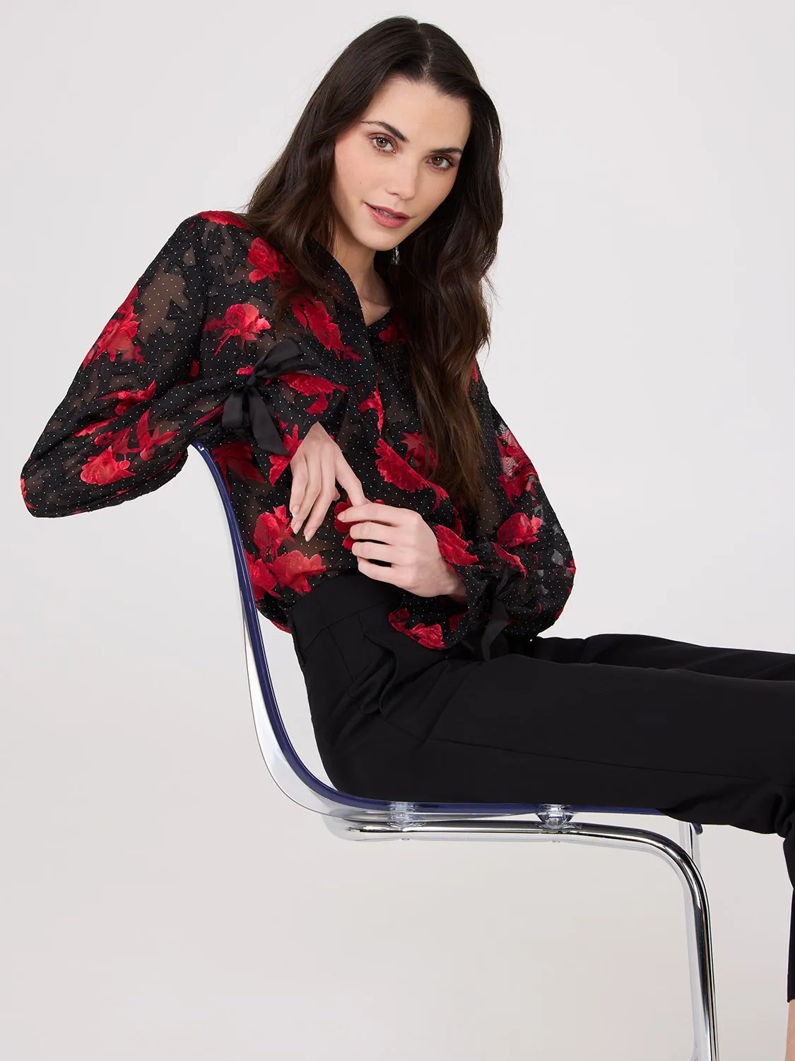 Floral Print V-Neck Blouse sold by Suzy Shier product image thumbnail 3