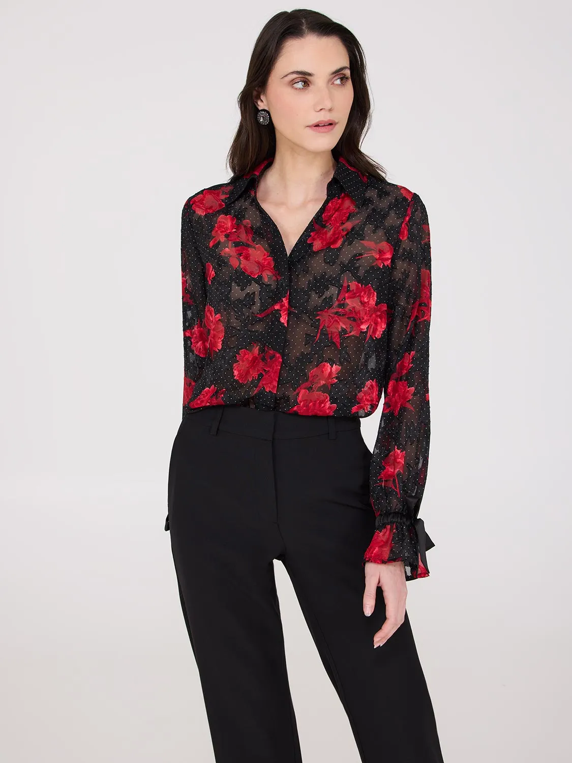 Floral Print V-Neck Blouse sold by Suzy Shier