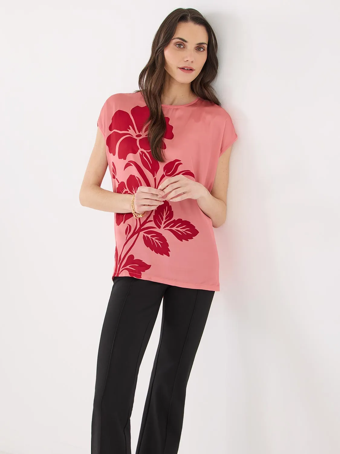 Floral Placement Dolman Sleeve Satin Top sold by Suzy Shier product image thumbnail 3