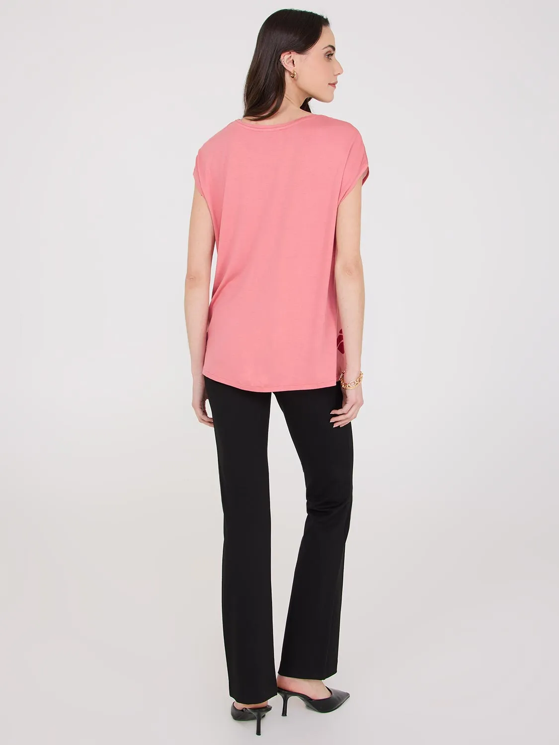 Floral Placement Dolman Sleeve Satin Top sold by Suzy Shier product image thumbnail 4