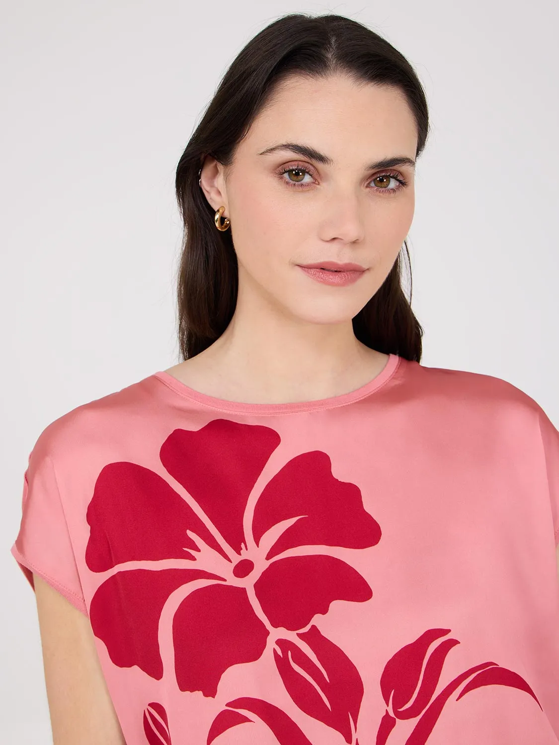 Floral Placement Dolman Sleeve Satin Top sold by Suzy Shier product image thumbnail 2