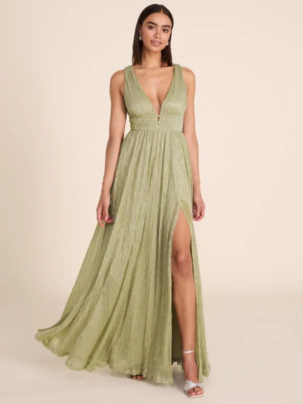 Metallic Crinkle Knit Gown sold by Suzy Shier