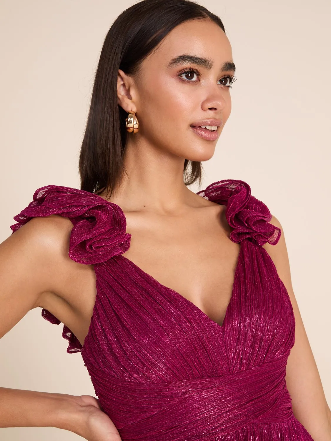 Metallic Crinkle Knit Gown With Rosettes sold by Suzy Shier product image thumbnail 4