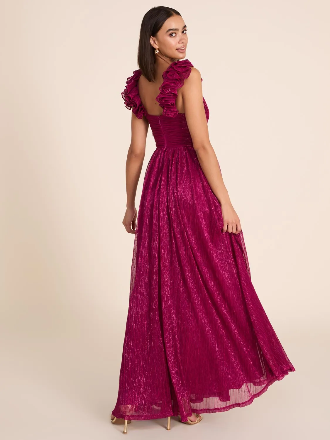 Metallic Crinkle Knit Gown With Rosettes sold by Suzy Shier product image thumbnail 2