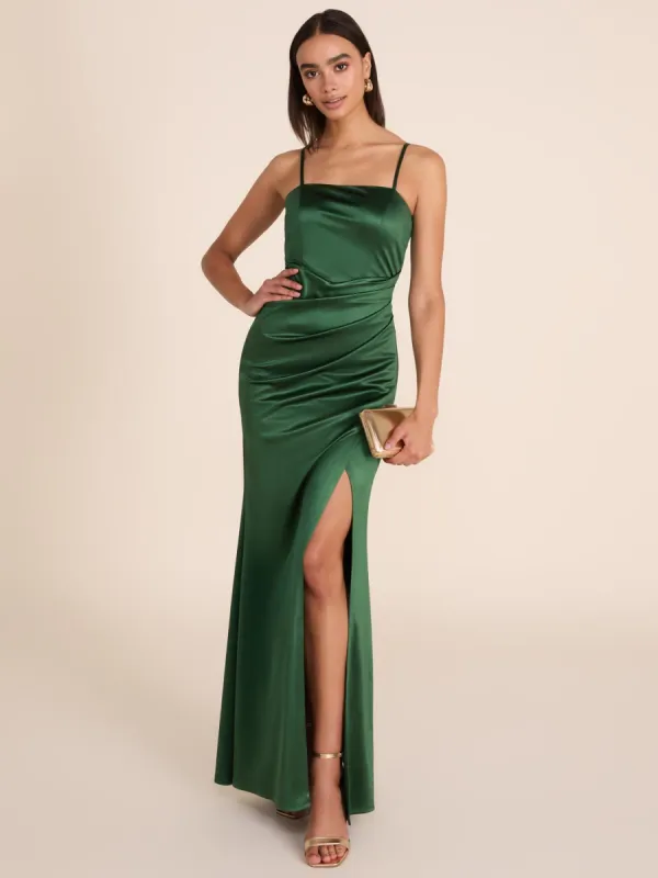 Satin Gown With Slit sold by Suzy Shier