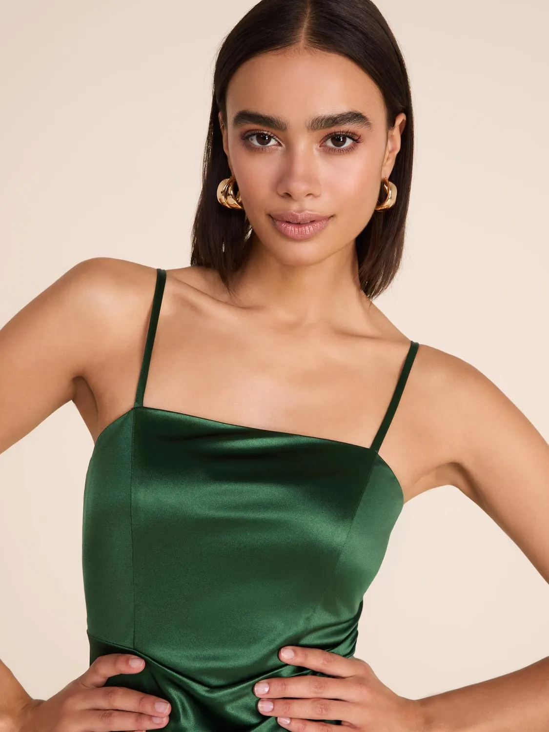Satin Gown With Slit sold by Suzy Shier product image thumbnail 2