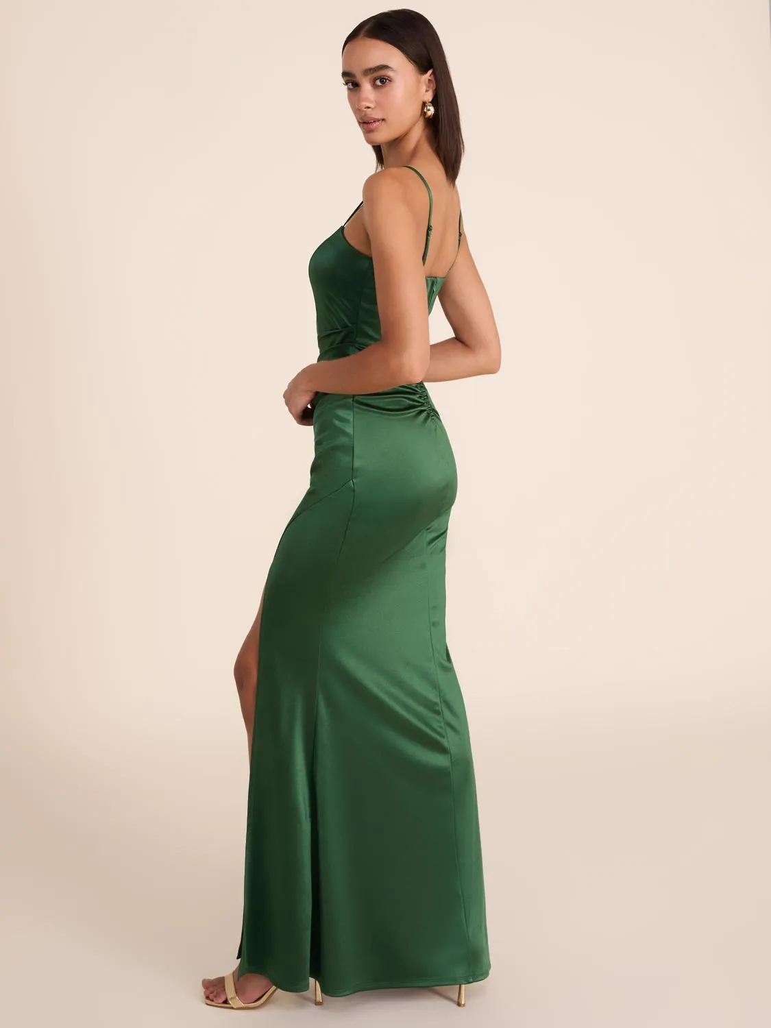 Satin Gown With Slit sold by Suzy Shier product image thumbnail 4