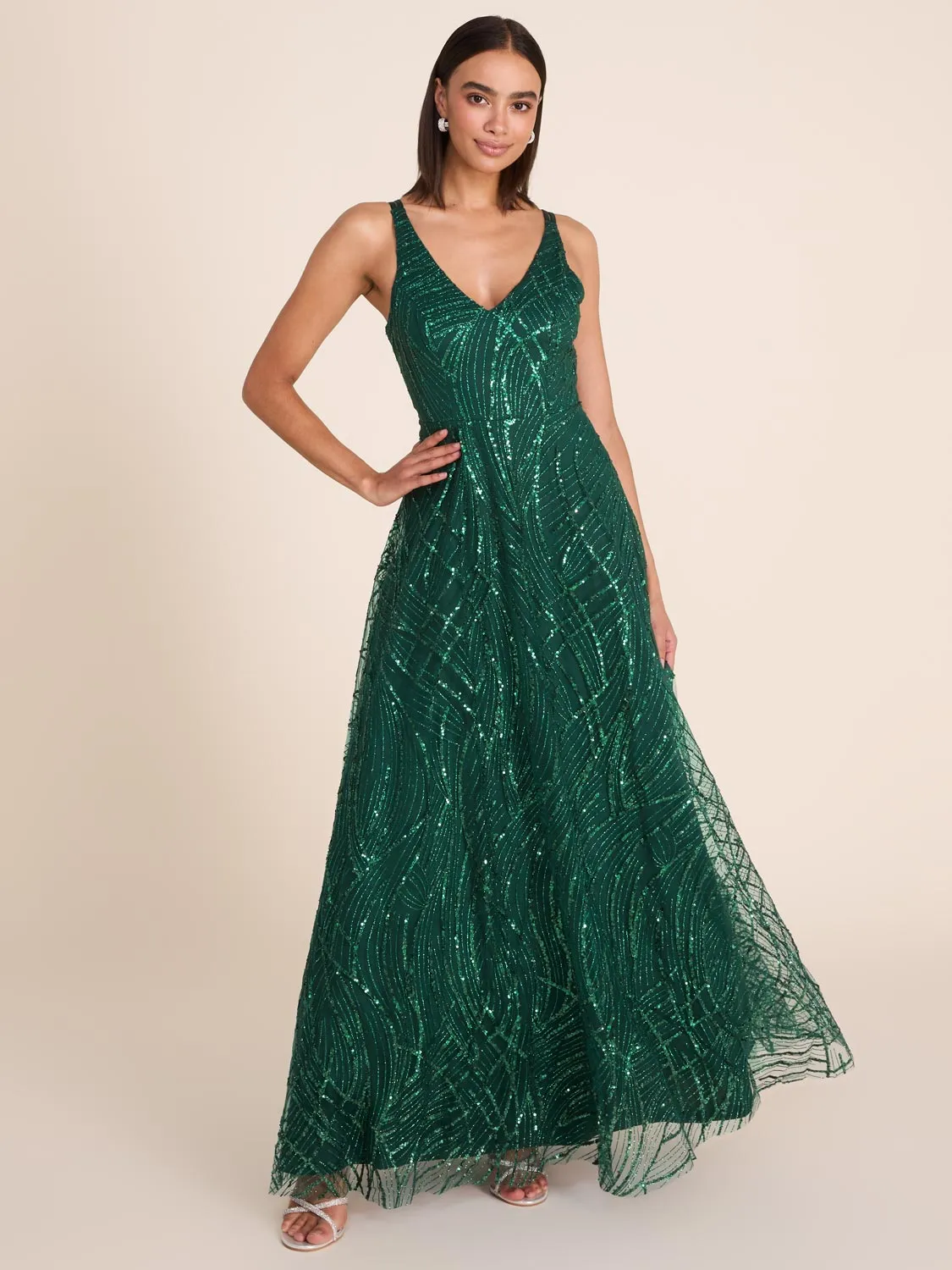 Allover Sparkle Ball Gown sold by Suzy Shier