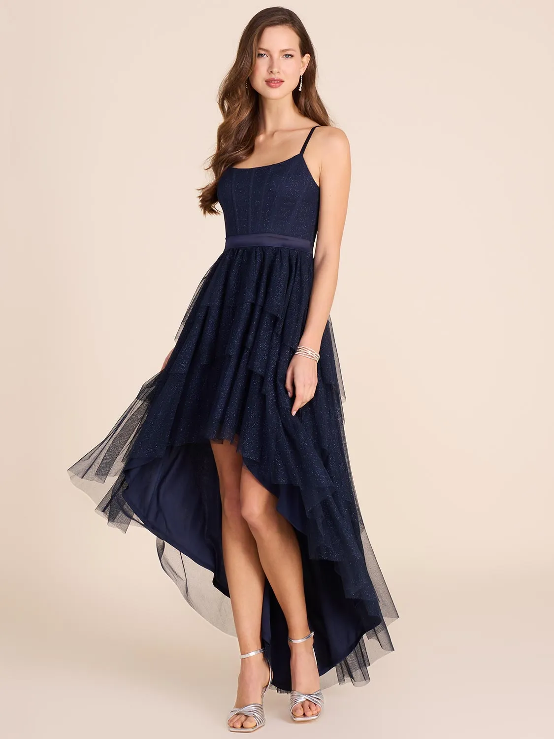 Satin Bustier High-Low Dress sold by Suzy Shier