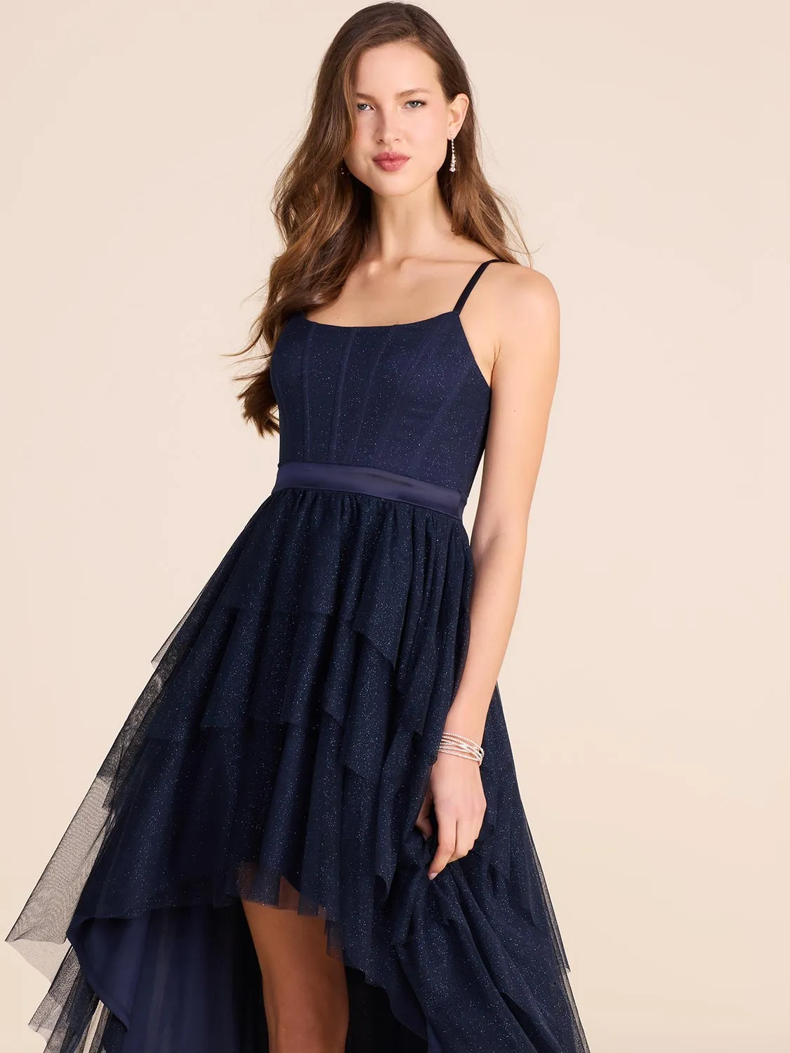 Satin Bustier High-Low Dress sold by Suzy Shier product image thumbnail 3