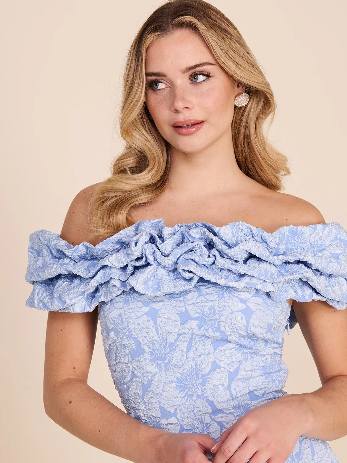 Floral Jacquard Off-The-Shoulder Sheath Dress sold by Suzy Shier product image thumbnail 2