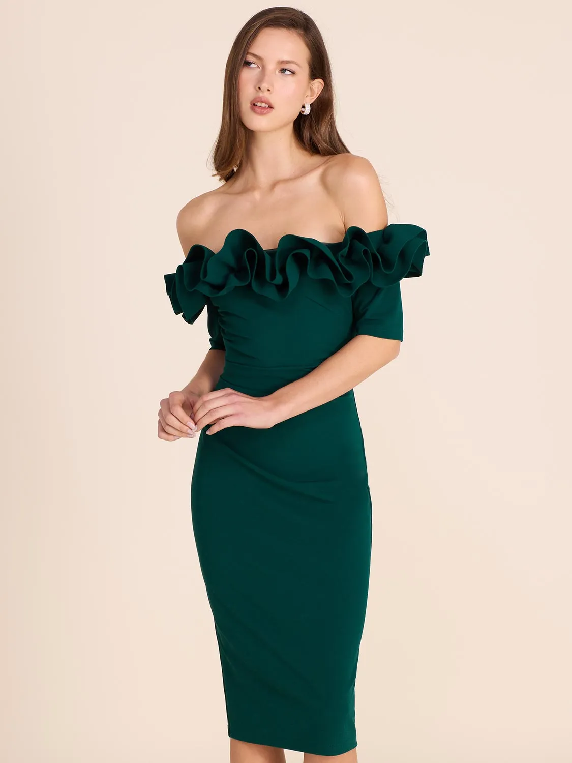 Rosette Off-The-Shoulder Sheath Dress sold by Suzy Shier product image thumbnail 3