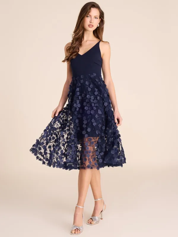 Fit & Flare Midi Dress With Floral Appliqués sold by Suzy Shier
