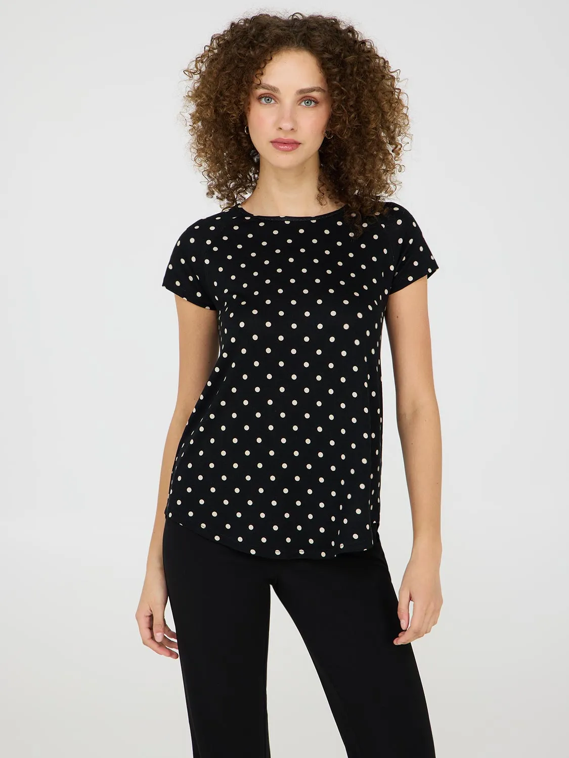 Dot Print Raglan Sleeve T-Shirt sold by Suzy Shier