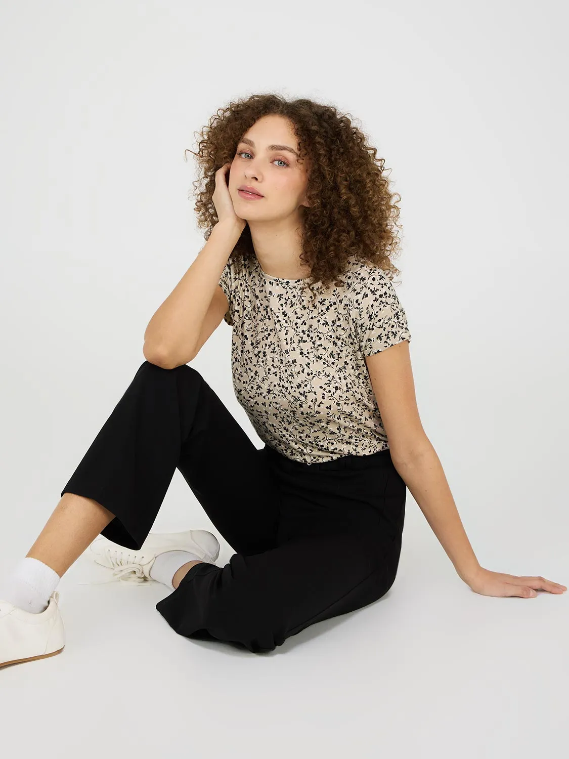 Ditsy Floral Print Raglan Sleeve T-Shirt sold by Suzy Shier product image thumbnail 3