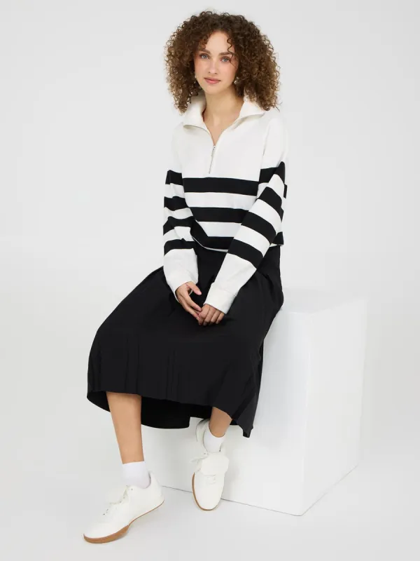 Striped Half-Zip Fleece Sweatshirt sold by Suzy Shier