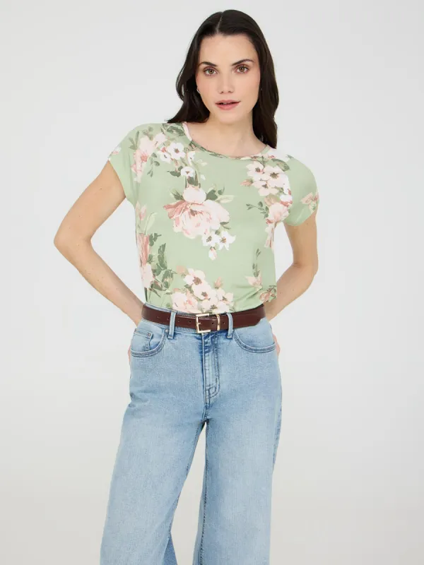 Printed Raglan Sleeve T-Shirt sold by Suzy Shier