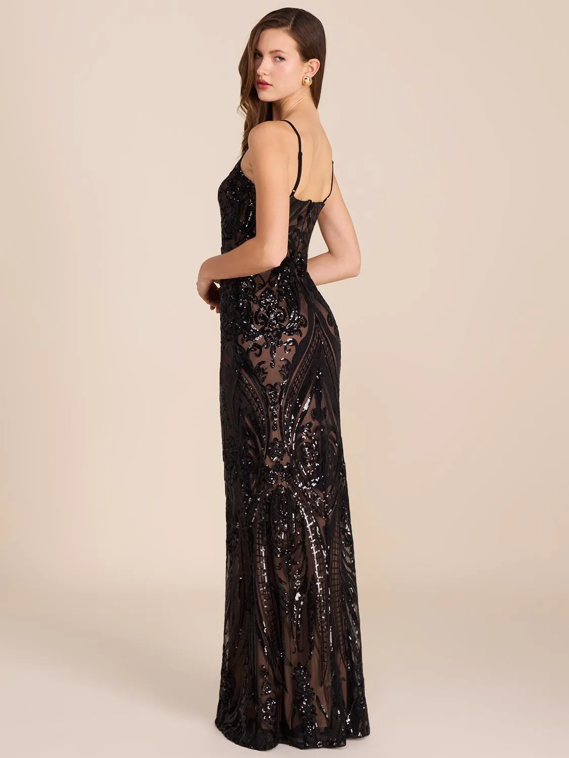 Sequin Mesh Column Gown sold by Suzy Shier product image thumbnail 4