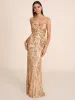 Gold Sequin Column Gown sold by Suzy Shier