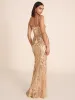 Gold Sequin Column Gown sold by Suzy Shier