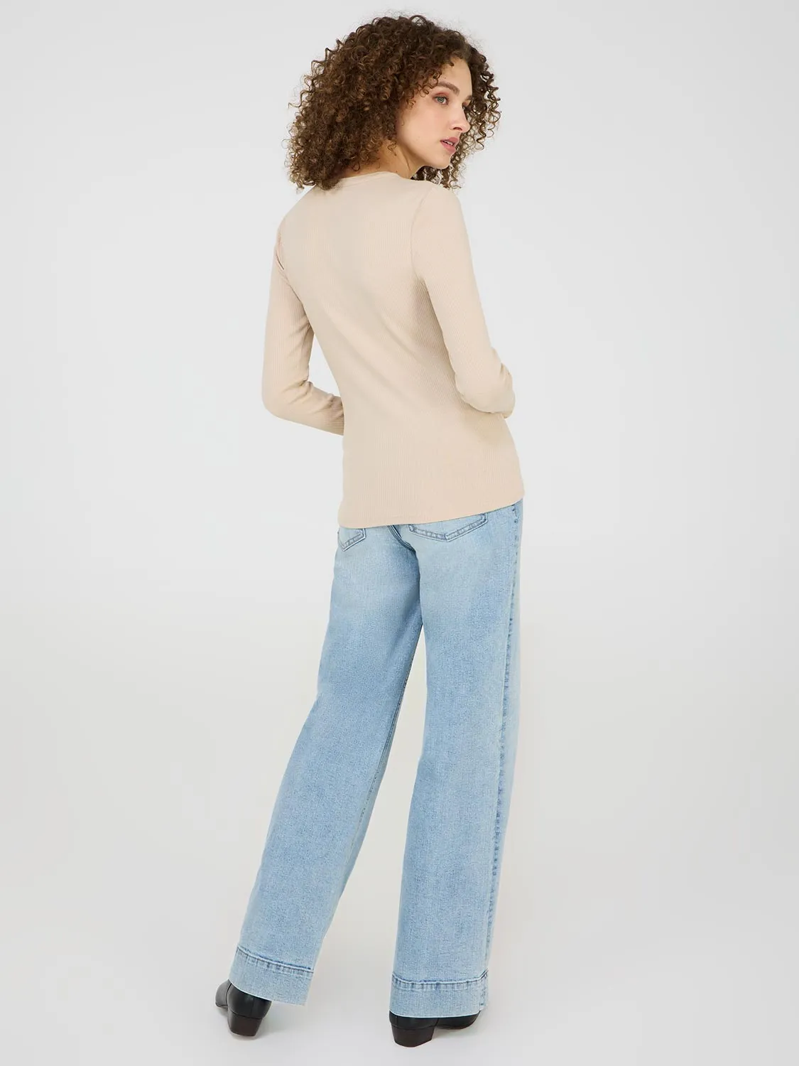 Ribbed Henley Top sold by Suzy Shier product image thumbnail 5