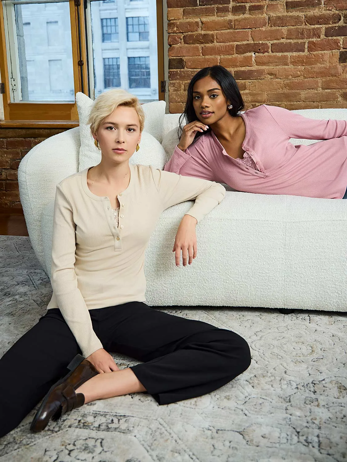 Ribbed Henley Top sold by Suzy Shier