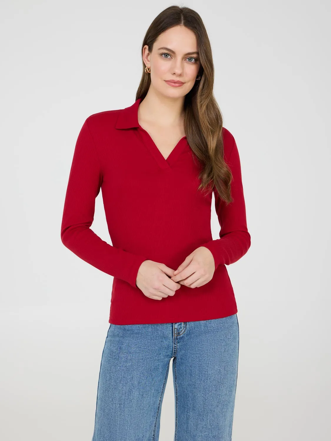 Johnny Collar Ribbed Top sold by Suzy Shier product image thumbnail 3