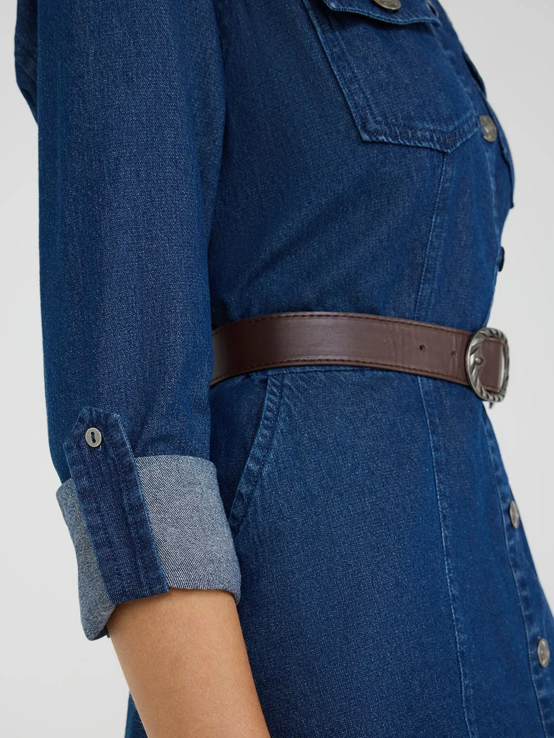Cotton Denim Midi Shirt Dress sold by Suzy Shier product image thumbnail 2