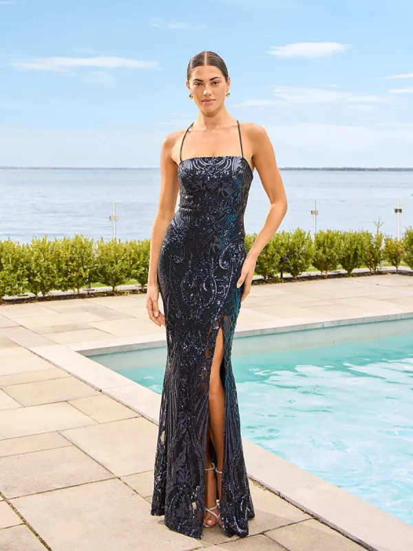 Sequin Column Gown sold by Suzy Shier