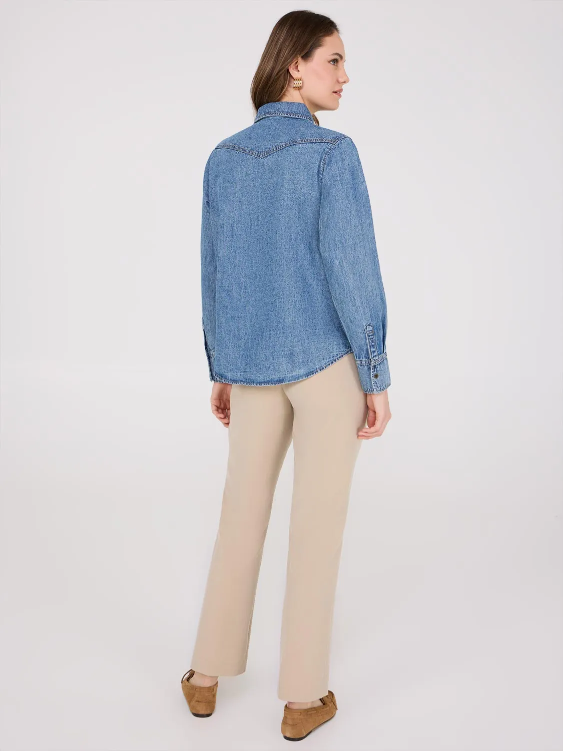 Cotton Denim Button-Front Shirt sold by Suzy Shier product image thumbnail 4