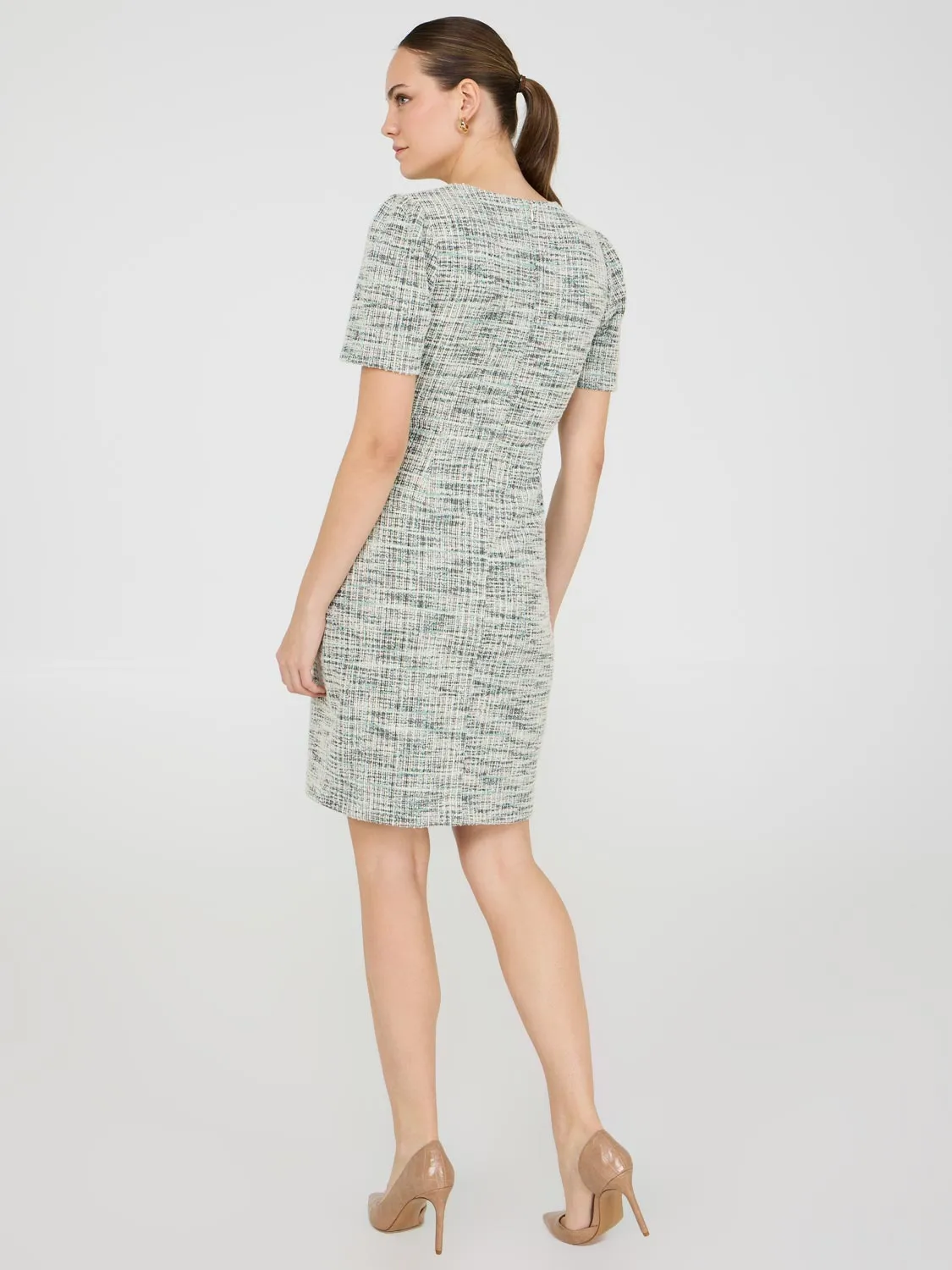Button-Front Boucle Sheath Dress sold by Suzy Shier product image thumbnail 4