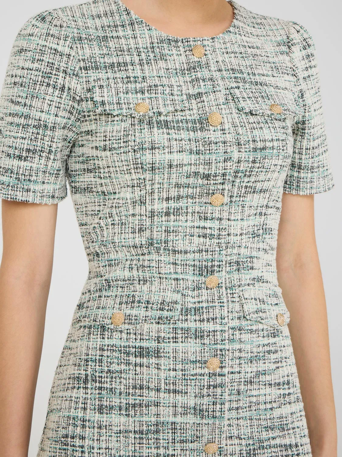 Button-Front Boucle Sheath Dress sold by Suzy Shier product image thumbnail 2