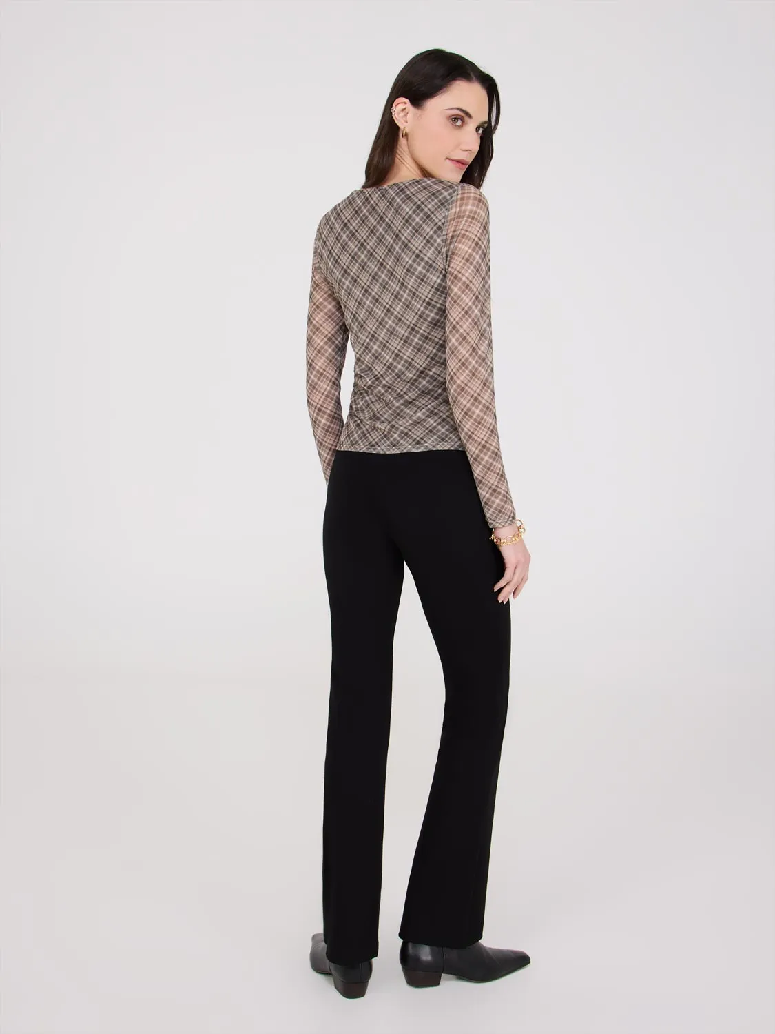 Plaid Scoop Neck Mesh Top sold by Suzy Shier product image thumbnail 4