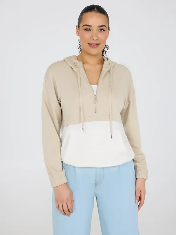Half-Zip Colour Block Hoodie sold by Suzy Shier